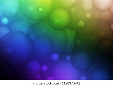 Dark Multicolor, Rainbow vector layout with circle shapes. Modern abstract illustration with colorful water drops. Completely new template for your brand book.