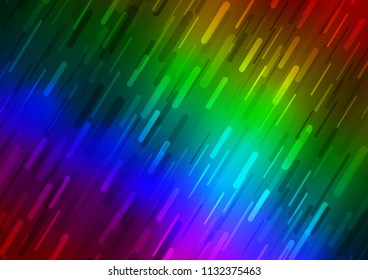 Dark Multicolor, Rainbow vector layout with flat lines. Modern geometrical abstract illustration with staves. Best design for your ad, poster, banner.