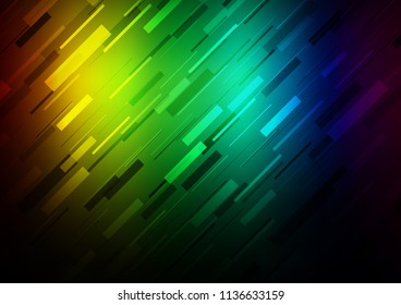 Dark Multicolor, Rainbow vector layout with flat lines. Modern geometrical abstract illustration with staves. The pattern can be used for busines ad, booklets, leaflets