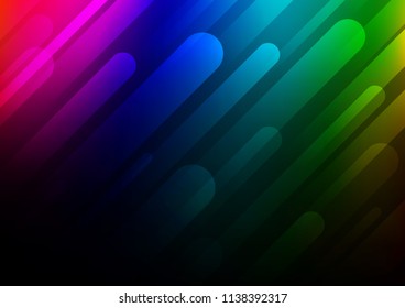 Dark Multicolor, Rainbow vector layout with flat lines. Blurred decorative design in simple style with lines. Best design for your ad, poster, banner.