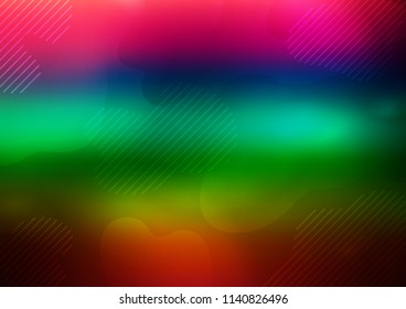 Dark Multicolor, Rainbow vector layout with flat lines. Lines on blurred abstract background with gradient. Smart design for your business advert.