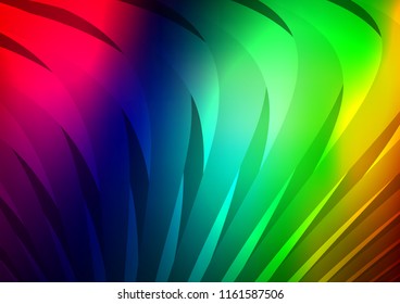 Dark Multicolor, Rainbow vector layout with flat lines. Decorative shining illustration with lines on abstract template. Best design for your ad, poster, banner.