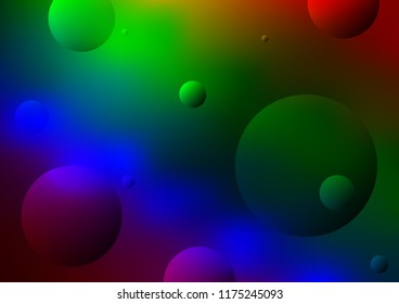 Dark Multicolor, Rainbow vector layout with circle shapes. Blurred bubbles on abstract background with colorful gradient. New design for ad, poster, banner of your website.