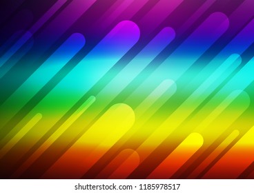 Dark Multicolor, Rainbow vector layout with flat lines. Shining colored illustration with narrow lines. The template can be used as a background.