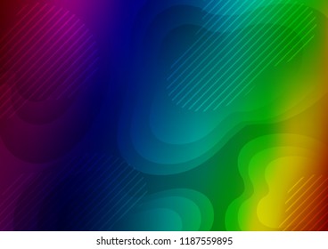 Dark Multicolor, Rainbow vector layout with flat lines. Decorative shining illustration with lines on abstract template. The pattern can be used for busines ad, booklets, leaflets