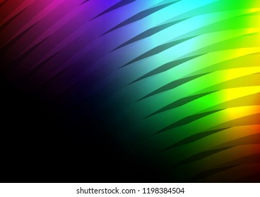 Dark Multicolor, Rainbow vector layout with flat lines. Lines on blurred abstract background with gradient. The pattern can be used for busines ad, booklets, leaflets