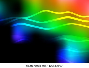 Dark Multicolor, Rainbow vector layout with flat lines. Shining colored illustration with narrow lines. The pattern can be used for websites.