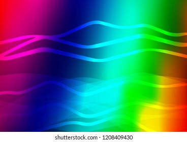 Dark Multicolor, Rainbow vector layout with flat lines. Lines on blurred abstract background with gradient. The pattern can be used for websites.