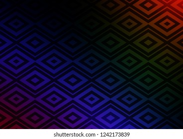 Dark Multicolor, Rainbow vector layout with lines, rectangle. Colorful illustration with lines, cubes on abstract template. Best design for your ad, poster, banner.