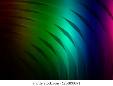 Dark Multicolor, Rainbow vector layout with flat lines. Shining colored illustration with narrow lines. Smart design for your business advert.