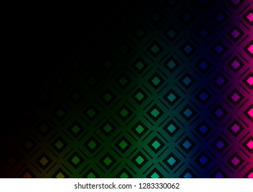 Dark Multicolor, Rainbow vector layout with lines, rectangle. Colorful lines, squares on abstract background with gradient. Pattern for business booklets, leaflets.