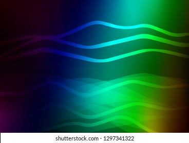 Dark Multicolor, Rainbow vector layout with flat lines. Lines on blurred abstract background with gradient. The template can be used as a background.