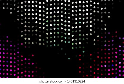 Dark Multicolor, Rainbow vector layout with circle shapes. Blurred bubbles on abstract background with colorful gradient. Pattern of water, rain drops.