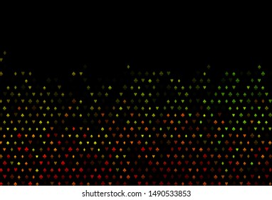 Dark Multicolor, Rainbow vector layout with elements of cards. Colorful gradient with signs of hearts, spades, clubs, diamonds. Pattern for ads of parties, events in Vegas.