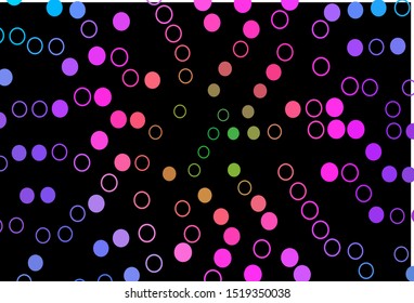 Dark Multicolor, Rainbow vector layout with circle shapes. Modern abstract illustration with colorful water drops. Completely new template for your brand book.