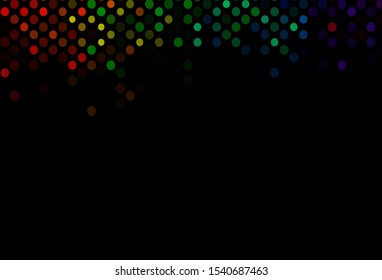 Dark Multicolor, Rainbow vector layout with circle shapes. Glitter abstract illustration with blurred drops of rain. Design for posters, banners.
