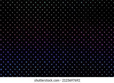 Dark multicolor, rainbow vector layout with elements of cards. Colored illustration with hearts, spades, clubs, diamonds. Smart design for your business advert of casinos.