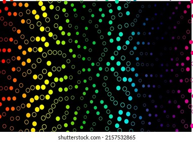 Dark Multicolor, Rainbow vector layout with circle shapes. Blurred decorative design in abstract style with bubbles. Completely new template for your brand book.