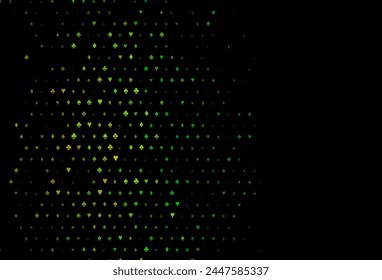Dark multicolor, rainbow vector layout with elements of cards. Colorful gradient with signs of hearts, spades, clubs, diamonds. Template for business cards of casinos.