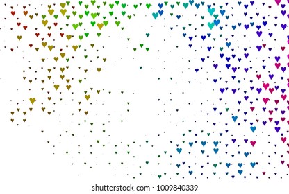 Dark Multicolor, Rainbow vector lovely background with hearts. Valentines greeting card with cute hearts. Abstract pattern for your design, website, ad.