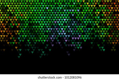 Dark Multicolor, Rainbow vector lovely background with hearts. Valentines greeting card with cute hearts. Abstract pattern for your design, website, ad.