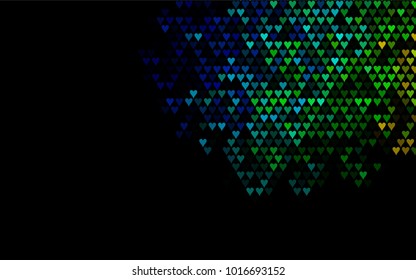 Dark Multicolor, Rainbow vector lovely background with hearts. Valentines greeting card with cute hearts. Abstract pattern for your design, website, ad.