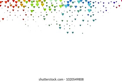 Dark Multicolor, Rainbow vector lovely background with hearts. Valentines greeting card with cute hearts. Abstract pattern for your design, website, ad.