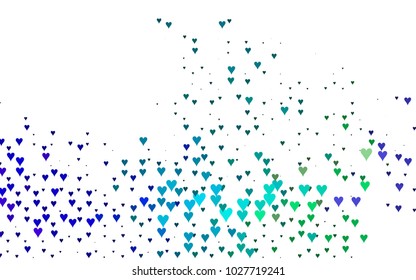 Dark Multicolor, Rainbow vector lovely background with hearts. Valentines greeting card with cute hearts. Abstract pattern for your design, website, ad.