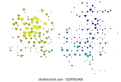 Dark Multicolor, Rainbow vector lovely background with hearts. Valentines greeting card with cute hearts. Abstract pattern for your design, website, ad.