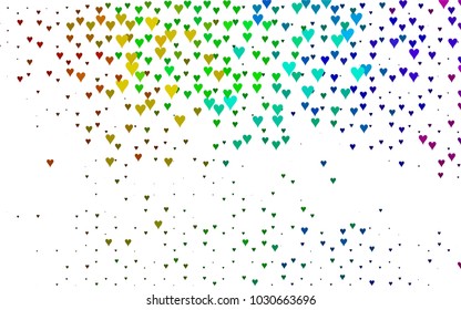 Dark Multicolor, Rainbow vector lovely background with hearts. Valentines greeting card with cute hearts. Abstract pattern for your design, website, ad.