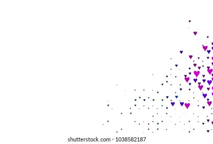 Dark Multicolor, Rainbow vector lovely background with hearts. Valentines greeting card with cute hearts. Abstract pattern for your design, website, ad.
