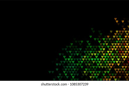 Dark Multicolor, Rainbow vector lovely background with hearts. Valentines greeting card with cute hearts. Abstract pattern for your design, website, ad.