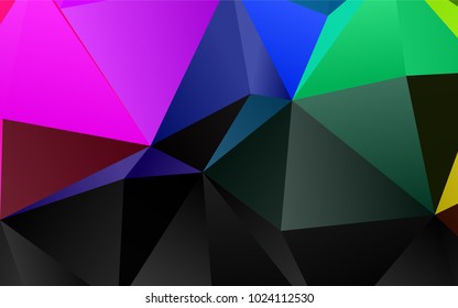 Dark Multicolor, Rainbow vector low poly template. A sample with polygonal shapes. A completely new template for your business design.