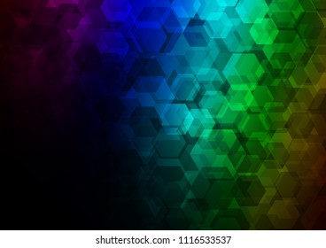 Dark Multicolor, Rainbow vector low poly template. Modern geometrical abstract illustration with gradient. The best hexagonal design for your business.