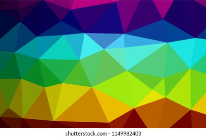 Dark Multicolor, Rainbow vector low poly texture. Modern geometrical abstract illustration with gradient. A completely new template for your business design.
