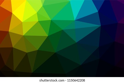 Dark Multicolor, Rainbow vector low poly cover. Glitter abstract illustration with an elegant design. The best triangular design for your business.