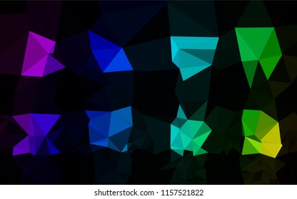 Dark Multicolor, Rainbow vector low poly cover. Modern geometrical abstract illustration with gradient. The completely new template can be used for your brand book.