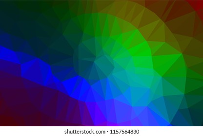 Dark Multicolor, Rainbow vector low poly layout. Geometric illustration in Origami style with gradient.  Triangular pattern for your business design.