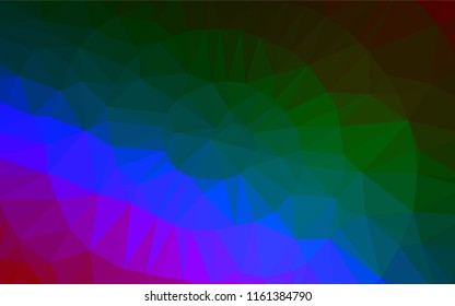 Dark Multicolor, Rainbow vector low poly layout. Geometric illustration in Origami style with gradient.  The polygonal design can be used for your web site.