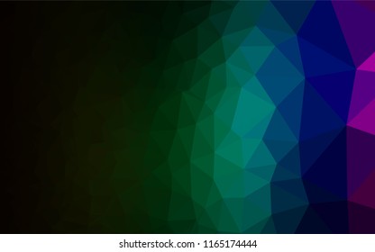 Dark Multicolor, Rainbow vector low poly cover. Creative illustration in halftone style with gradient. The best triangular design for your business.