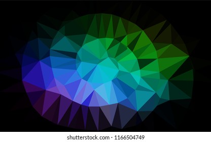 Dark Multicolor, Rainbow vector low poly layout. Triangular geometric sample with gradient.  The template can be used as a background for cell phones.