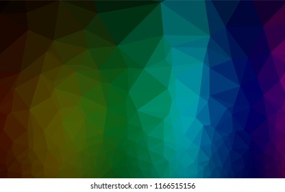 Dark Multicolor, Rainbow vector low poly texture. Geometric illustration in Origami style with gradient.  Brand new design for your business.