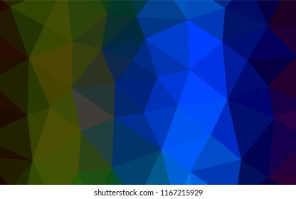 Dark Multicolor, Rainbow vector low poly cover. Shining illustration, which consist of triangles. The polygonal design can be used for your web site.