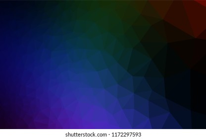 Dark Multicolor, Rainbow vector low poly texture. Creative geometric illustration in Origami style with gradient. The best triangular design for your business.