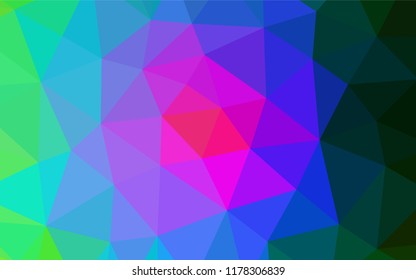 Dark Multicolor, Rainbow vector low poly layout. Triangular geometric sample with gradient.  A completely new design for your business.