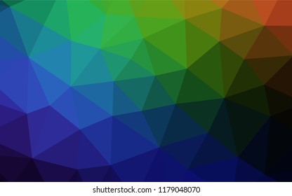 Dark Multicolor, Rainbow vector low poly cover. A vague abstract illustration with gradient. A completely new template for your business design.