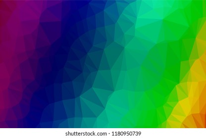 Dark Multicolor, Rainbow vector low poly texture. Triangular geometric sample with gradient.  A completely new template for your business design.