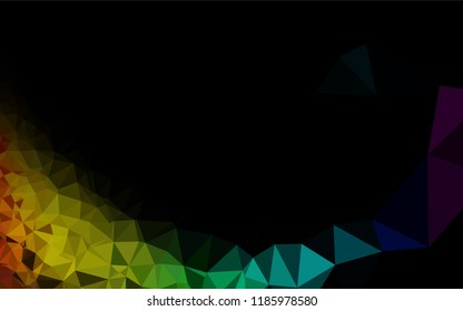 Dark Multicolor, Rainbow vector low poly texture. Triangular geometric sample with gradient.  Brand new design for your business.