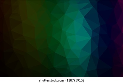 Dark Multicolor, Rainbow vector low poly cover. Colorful abstract illustration with gradient. The elegant pattern can be used as part of a brand book.