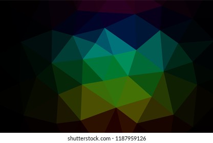 Dark Multicolor, Rainbow vector low poly cover. Colorful illustration in abstract style with gradient. The polygonal design can be used for your web site.